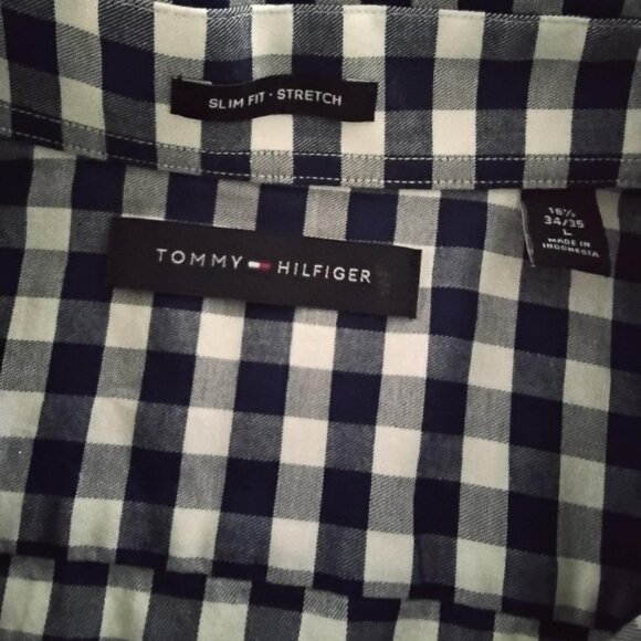 TOMMY HILFIGER MENS GINGHAM LONG SLEEVES - BUTTON UP - SIZE L - Picture 4 of 6